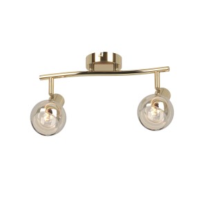 DESATO-2 lampa sufitowa złoty klosze bursztynowe spot 2xE14