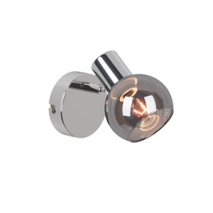 DESATO-1 chrom  lampa ścienna kinkiet klosz szklana kula dymiony  1xE14