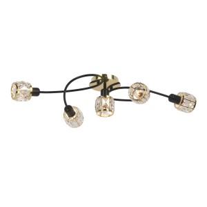 DESALIA-5 lampa sufitowa żyrandol czarny mat+złoty  5xE14