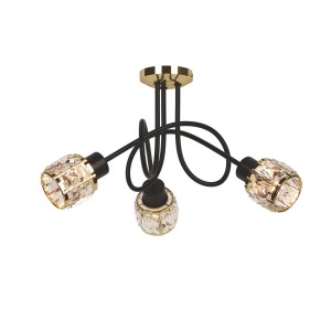 DESALIA-3X czarny mat+złoty żyrandol sufit 3xE27