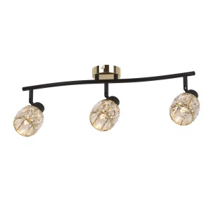 DESALIA-3 lampa sufitowa czarny mat+ złoty kryształ glamour 3xE14