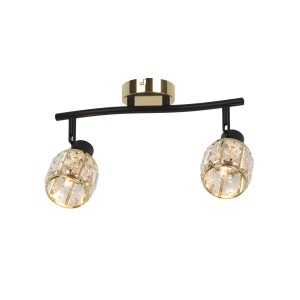 DESALIA-2 lampa sufitowa ścienna czarny mat+ złoty kryształ  2xE14