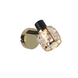DESALIA-1  lampa ścienna kinkiet czarny mat+ złoty kryształ  1xE14