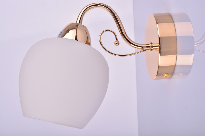 CABO-1 złoty lampa ścienna kinkiet żyrandol klosz szklany mleczny 1xE27 Ø22cm ↕19cm hurt