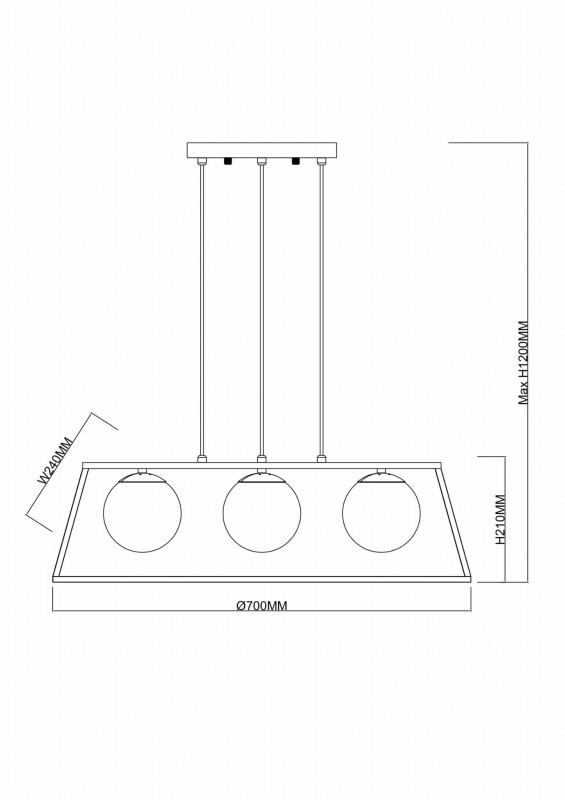 BELEM-3 czarny mat  lampa sufitowa wisząca zwis w stylu loft 3xE27 ↔70cm ↕120cm hurt  