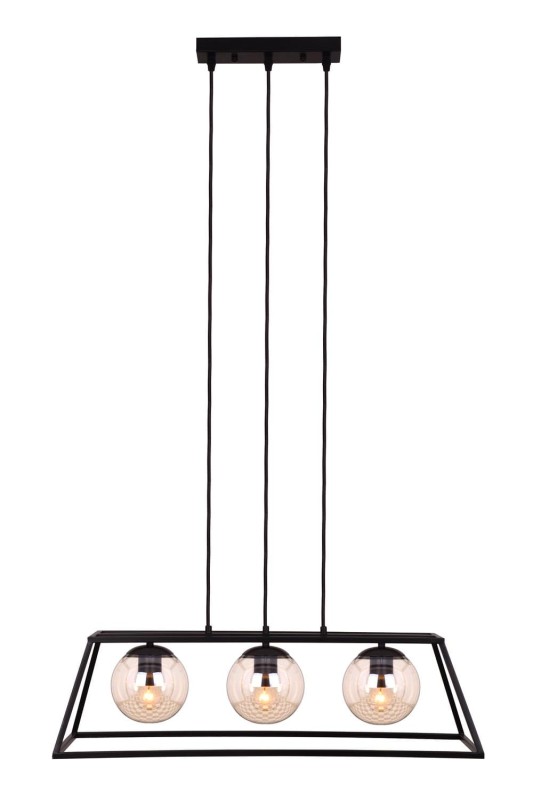 BELEM-3 czarny mat  lampa sufitowa wisząca zwis w stylu loft 3xE27 ↔70cm ↕120cm hurt  