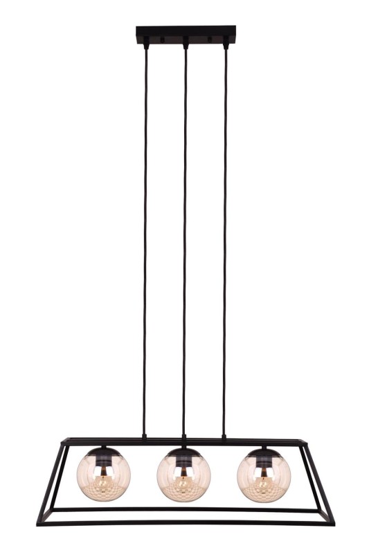 BELEM-3 czarny mat  lampa sufitowa wisząca zwis w stylu loft 3xE27 ↔70cm ↕120cm hurt  
