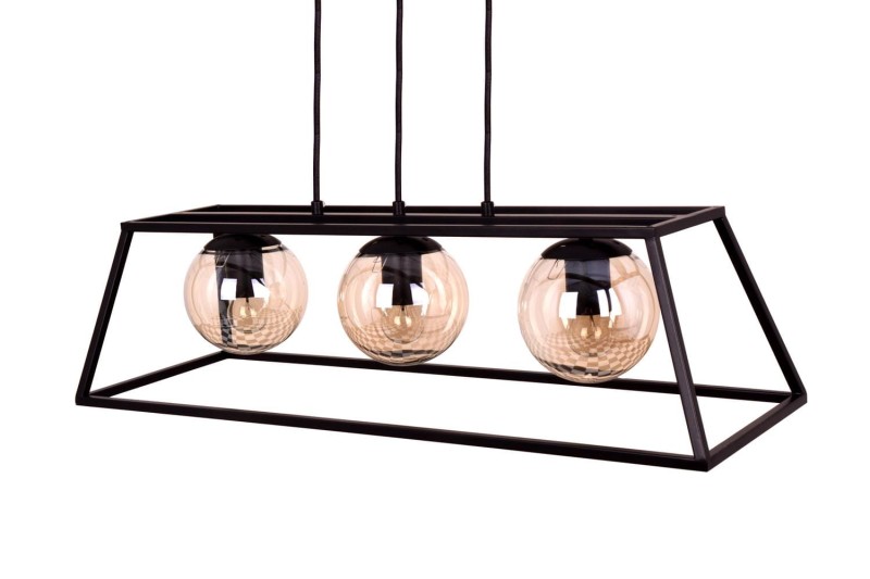 BELEM-3 czarny mat  lampa sufitowa wisząca zwis w stylu loft 3xE27 ↔70cm ↕120cm hurt  