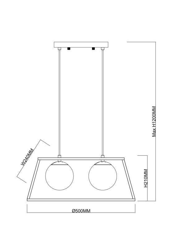 BELEM-2 czarny mat lampa sufitowa wisząca zwis w stylu loft 2xE27 ↔50cm ↕120cm hurt  