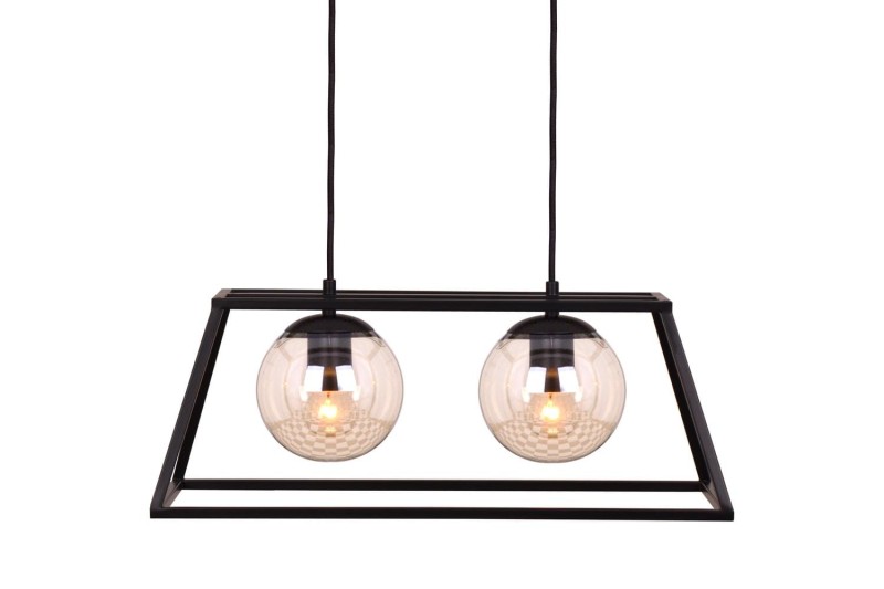 BELEM-2 czarny mat lampa sufitowa wisząca zwis w stylu loft 2xE27 ↔50cm ↕120cm hurt  