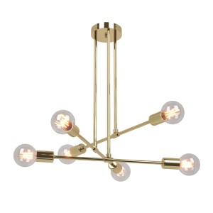 MEDA-6 złoty lampa sufitowa żyrandol styl loft industrial "naked" 6xE27 60W 