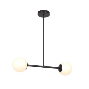 BRAGA-2 czarny mat lampa sufitowa żyrandol klosze kule szklane mleczne styl loft industrial 2xE27 60W