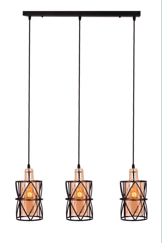 BARRAS-3 czarny mat+złoty lampa sufitowa wisząca linka regulowana styl loft industrial wyjątkowy design 3xE27 60W hurt