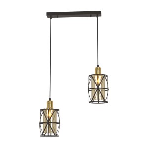 BARRAS-2 czarny mat+złoty lampa sufitowa wisząca linka regulowana styl loft industrial wyjątkowy design 2xE27 60W hurt