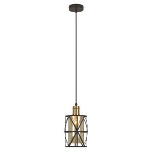 BARRAS-1 czarny mat+złoty lampa sufitowa wisząca linka regulowana styl loft industrial wyjątkowy design 1xE27 60W 