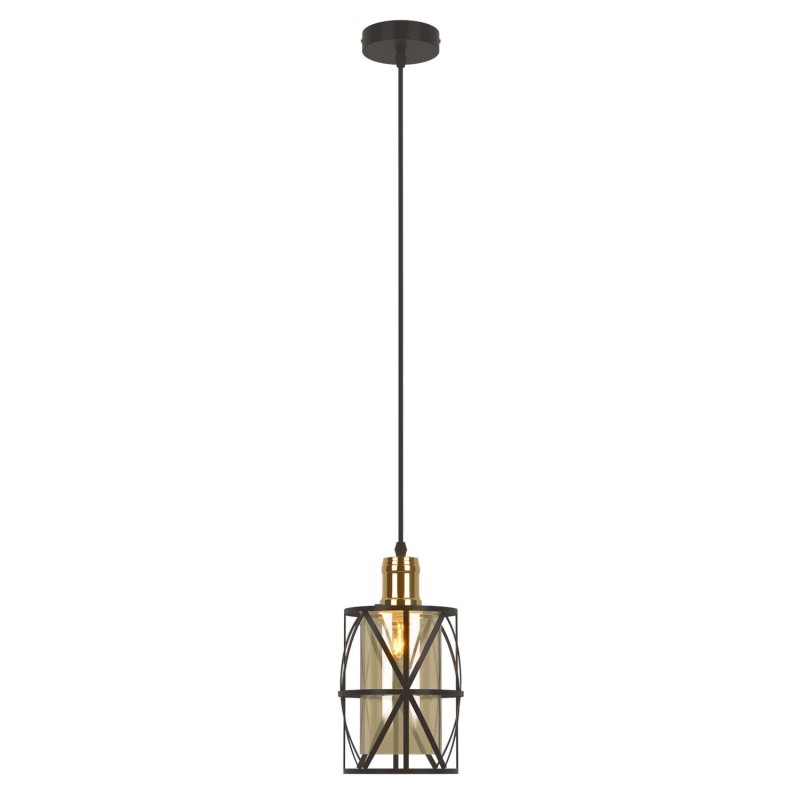 BARRAS-1 czany mat+złoty zwis loft 1xE27 60W