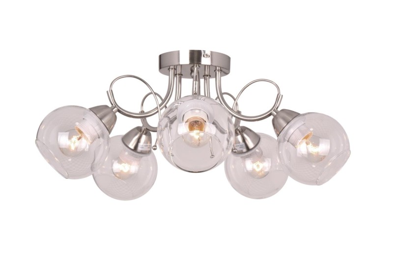 TONELA-5 satyna żyrandol lampa sufitowa klasyk klosz kula szkło 5xE27 Ø 52cm ↕ 22cm Nowość ! hurt