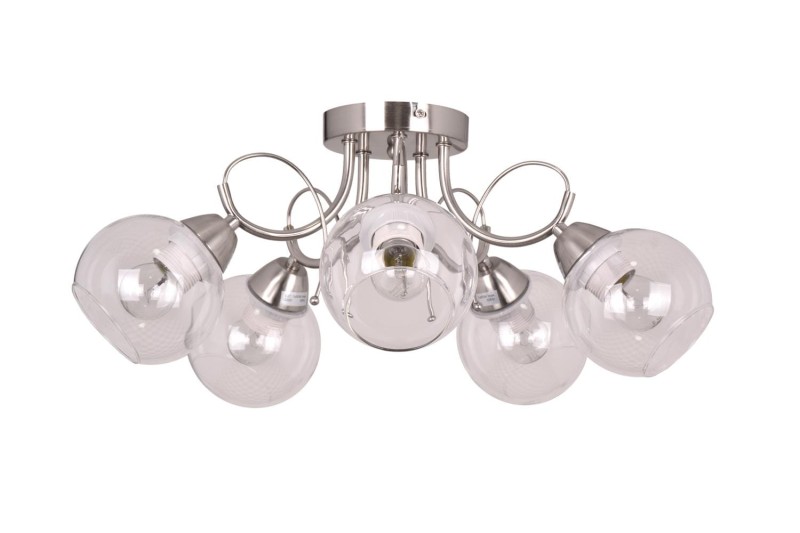 TONELA-5 satyna żyrandol lampa sufitowa klasyk klosz kula szkło 5xE27 Ø 52cm ↕ 22cm Nowość ! hurt