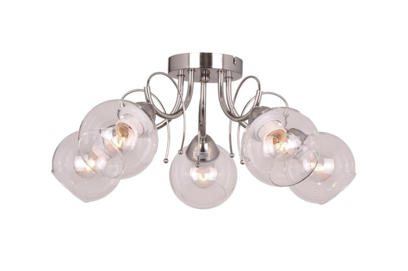 TONELA-5 satyna żyrandol lampa sufitowa klasyk klosz kula szkło 5xE27 Ø 52cm ↕ 22cm Nowość ! hurt