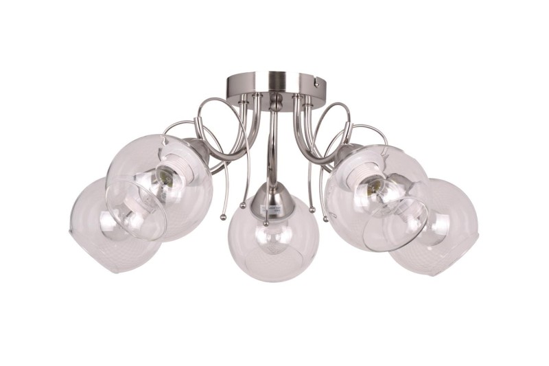 TONELA-5 satyna żyrandol lampa sufitowa klasyk klosz kula szkło 5xE27 Ø 52cm ↕ 22cm Nowość ! hurt