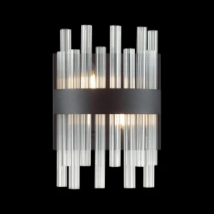 GEMMA-K czarna lampa ścienna kinkiet klosz: szklane tuby styl glamour 2xE14  ↔20cm ↕ 30cm