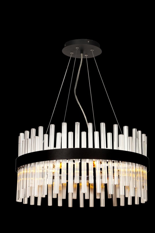 GEMMA-8 czarny lampa sufitowa żyrandol szkło 8xE14