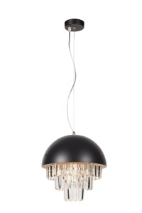 CERTA czarny+złoty lampa wisząca żyrandol klosz kryształy szlifowane 1xE27  styl glamour Ø 30cm ↕ 33cm  całk.↕ 120cm hurt