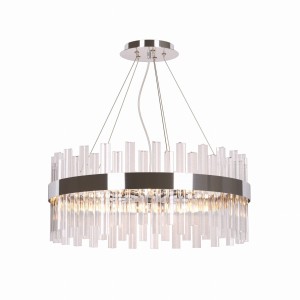 ARANA-8 chrom lampa sufitowa duży żyrandol glamour klosz szklane tuby 8xE14  Ø 60cm ↕ 25cm  całk.↕ 120cm 