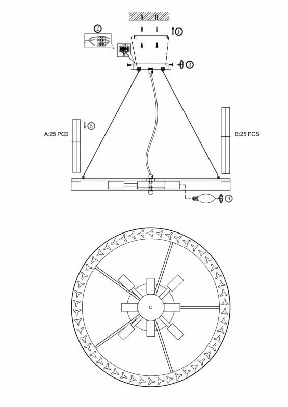 ARANA-8 chrom  lampa sufitowa żyrandol szkło 8xE14