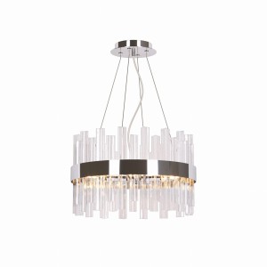 ARANA-5 chrom lampa sufitowa żyrandol glamour klosz szklane tuby 5xE14  Ø 40cm ↕ 25cm  całk.↕ 120cm