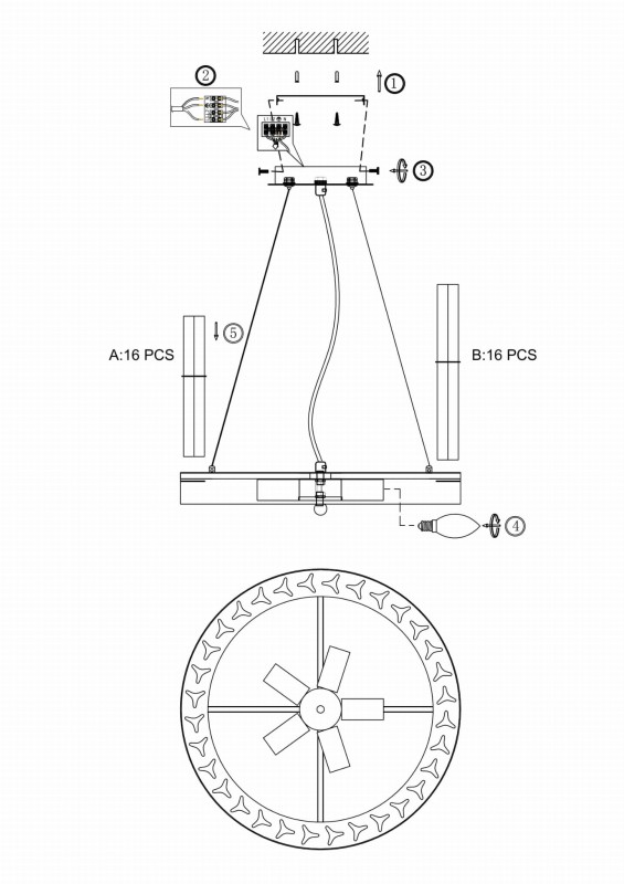 ARANA-5 chrom  lampa sufitowa żyrandol szkło 5xE14
