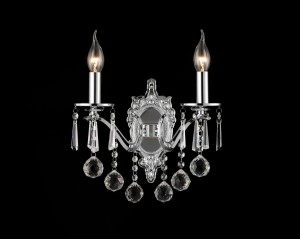 MAXIME-K chrom lampa ścienna kinkiet klosz kryształowy styl glamour Ø30cm ↕36cm 2xE14