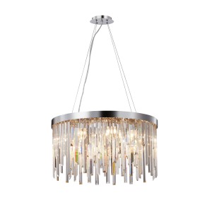 GLACIER-600 chrom lampa sufitowa wisząca żyrandol klosz kryształowy styl glamour Ø60cm ↕32cm  wys. całk ↕120cm 8xE14 hurt