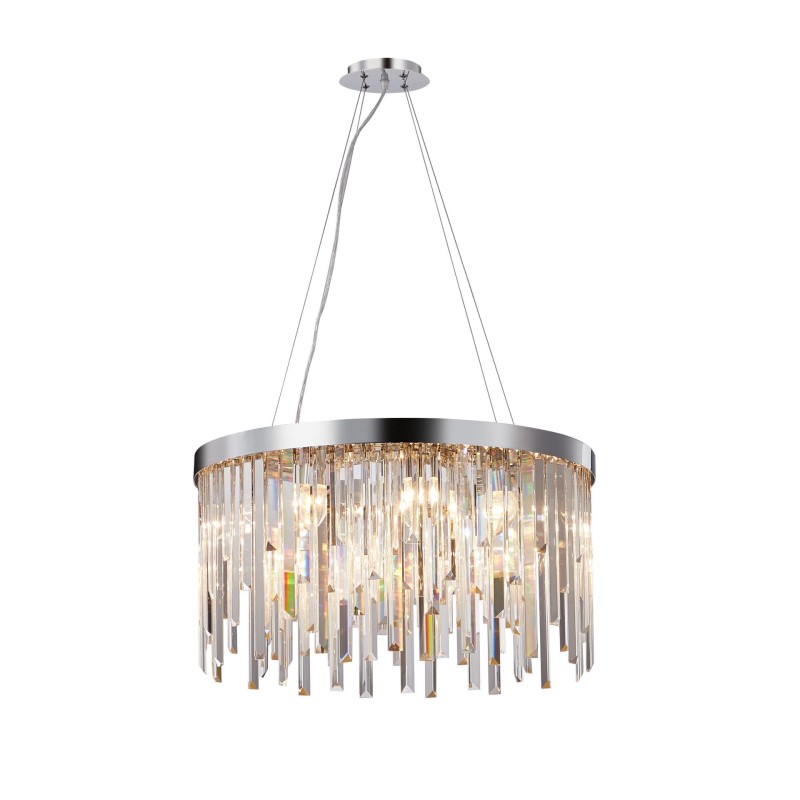 GLACIER-600 chrom lampa sufitowa wisząca żyrandol klosz kryształowy styl glamour Ø60cm ↕32cm  wys. całk ↕120cm 8xE14 hurt