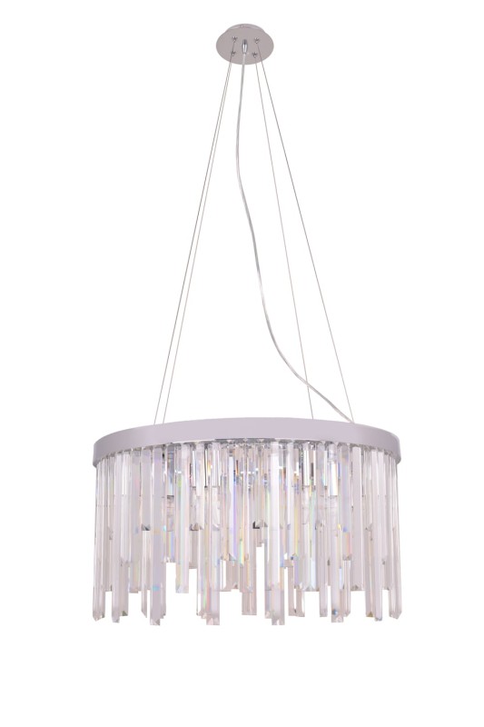 GLACIER-600 chrom lampa sufitowa wisząca żyrandol klosz kryształowy styl glamour Ø60cm ↕32cm  wys. całk ↕120cm 8xE14 hurt