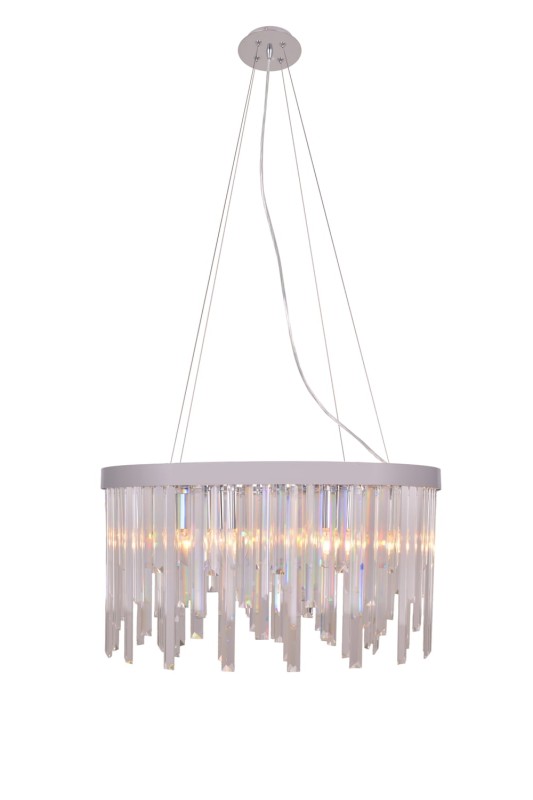 GLACIER-600 chrom lampa sufitowa wisząca żyrandol klosz kryształowy styl glamour Ø60cm ↕32cm  wys. całk ↕120cm 8xE14 hurt