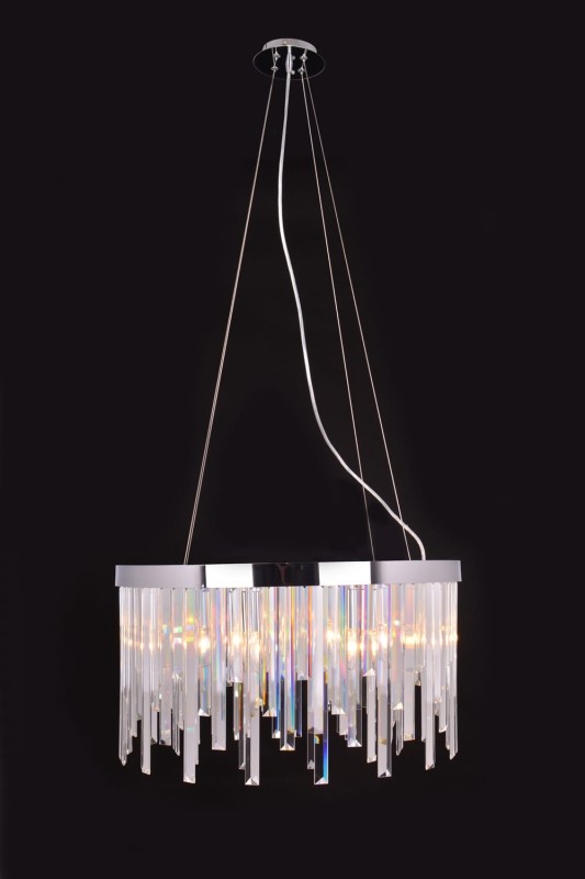 GLACIER-600 chrom lampa sufitowa wisząca żyrandol klosz kryształowy styl glamour Ø60cm ↕32cm  wys. całk ↕120cm 8xE14 hurt