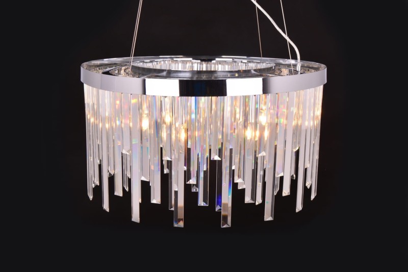 GLACIER-600 chrom lampa sufitowa wisząca żyrandol klosz kryształowy styl glamour Ø60cm ↕32cm  wys. całk ↕120cm 8xE14 hurt
