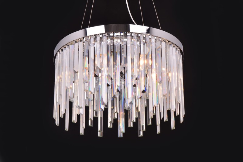 GLACIER-600 chrom lampa sufitowa wisząca żyrandol klosz kryształowy styl glamour Ø60cm ↕32cm  wys. całk ↕120cm 8xE14 hurt