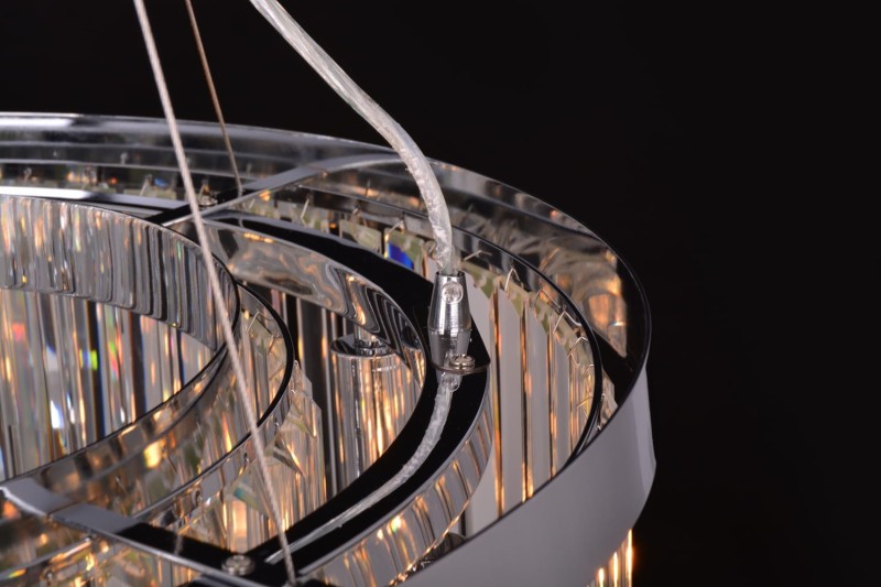 GLACIER-600 chrom lampa sufitowa wisząca żyrandol klosz kryształowy styl glamour Ø60cm ↕32cm  wys. całk ↕120cm 8xE14 hurt