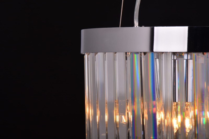 GLACIER-600 chrom lampa sufitowa wisząca żyrandol klosz kryształowy styl glamour Ø60cm ↕32cm  wys. całk ↕120cm 8xE14 hurt