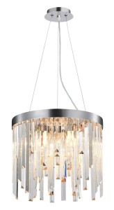 GLACIER-400 chrom lampa sufitowa wisząca żyrandol klosz kryształowy styl glamour Ø40cm ↕32cm  wys. całk ↕120cm 6xE14 hurt