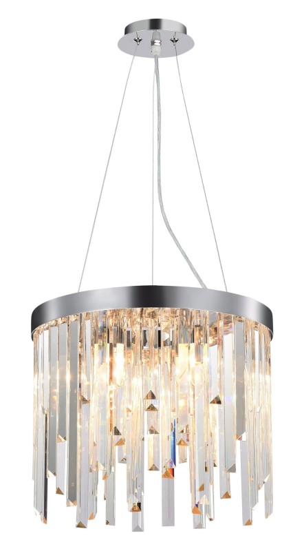 GLACIER-400 chrom lampa sufitowa wisząca żyrandol klosz kryształowy styl glamour Ø40cm ↕32cm  wys. całk ↕120cm 6xE14 hurt