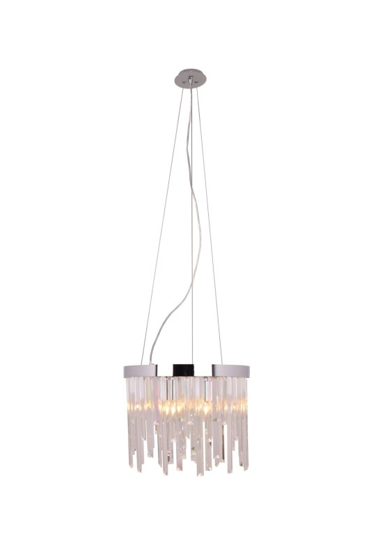 GLACIER-400 chrom lampa sufitowa wisząca żyrandol klosz kryształowy styl glamour Ø40cm ↕32cm  wys. całk ↕120cm 6xE14 hurt