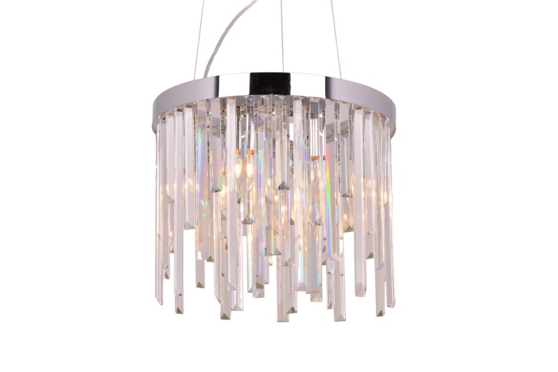 GLACIER-400 chrom lampa sufitowa wisząca żyrandol klosz kryształowy styl glamour Ø40cm ↕32cm  wys. całk ↕120cm 6xE14 hurt