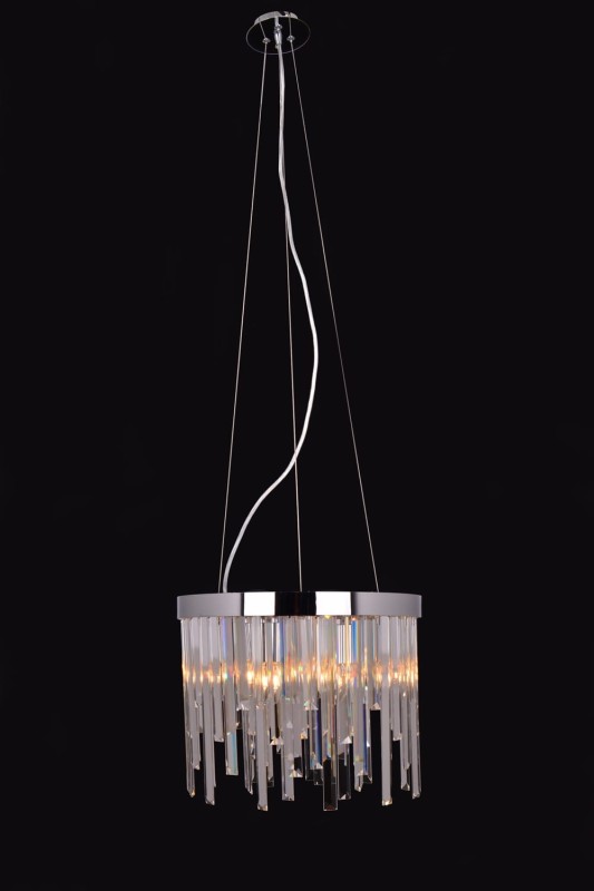 GLACIER-400 chrom lampa sufitowa wisząca żyrandol klosz kryształowy styl glamour Ø40cm ↕32cm  wys. całk ↕120cm 6xE14 hurt