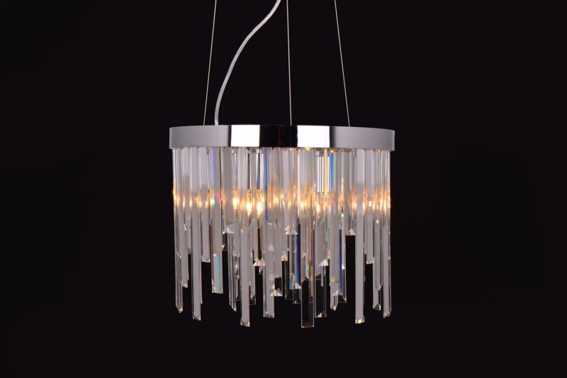 GLACIER-400 chrom lampa sufitowa wisząca żyrandol klosz kryształowy styl glamour Ø40cm ↕32cm  wys. całk ↕120cm 6xE14 hurt