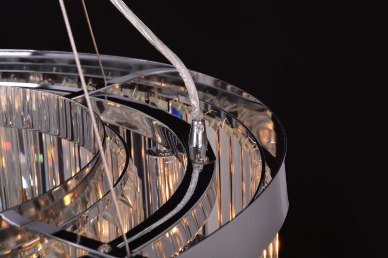 GLACIER-400 chrom lampa sufitowa wisząca żyrandol klosz kryształowy styl glamour Ø40cm ↕32cm  wys. całk ↕120cm 6xE14 hurt