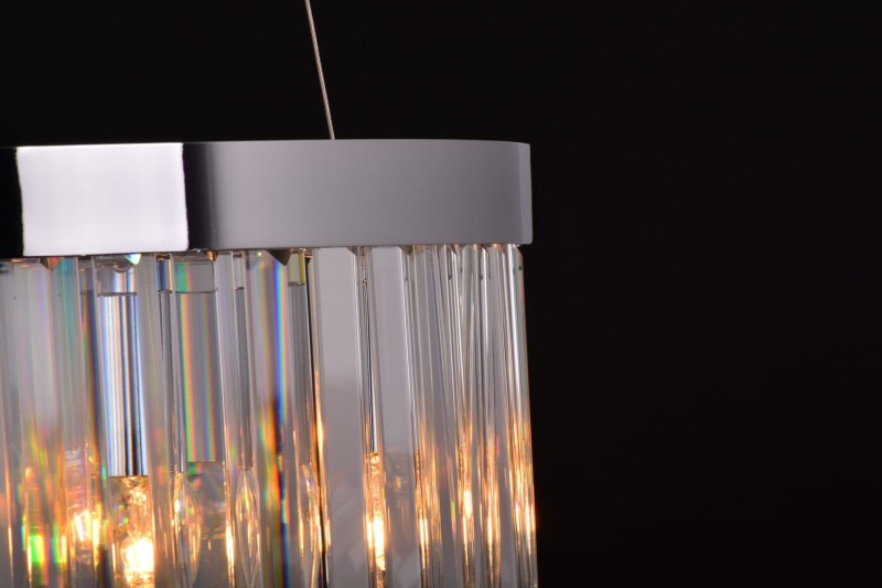 GLACIER-400 chrom lampa sufitowa wisząca żyrandol klosz kryształowy styl glamour Ø40cm ↕32cm  wys. całk ↕120cm 6xE14 hurt