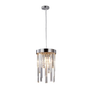 GLACIER-200 chrom lampa sufitowa wisząca żyrandol klosz kryształowy styl glamour Ø20cm ↕32cm  wys. całk ↕120cm 2xE14 hurt